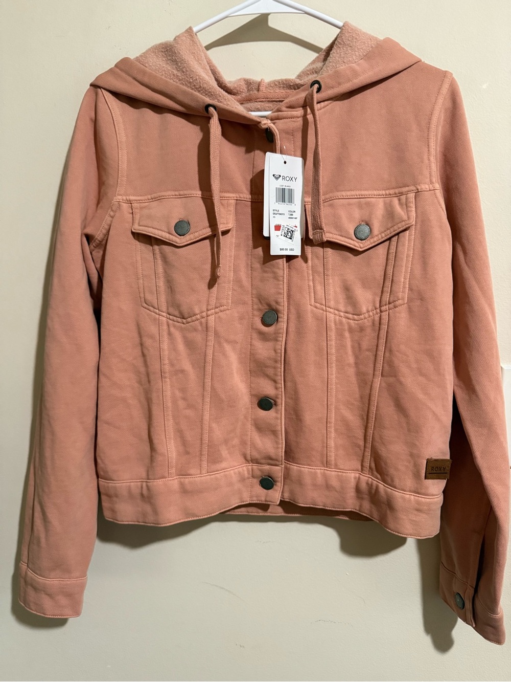Roxy Hooded Button-Up Jacket in Dusty Rose